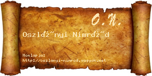 Oszlányi Nimród névjegykártya